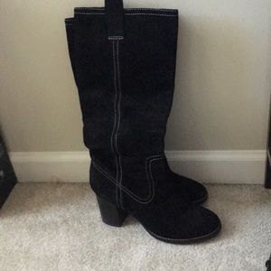 Black Suede Heeled Riding Boot